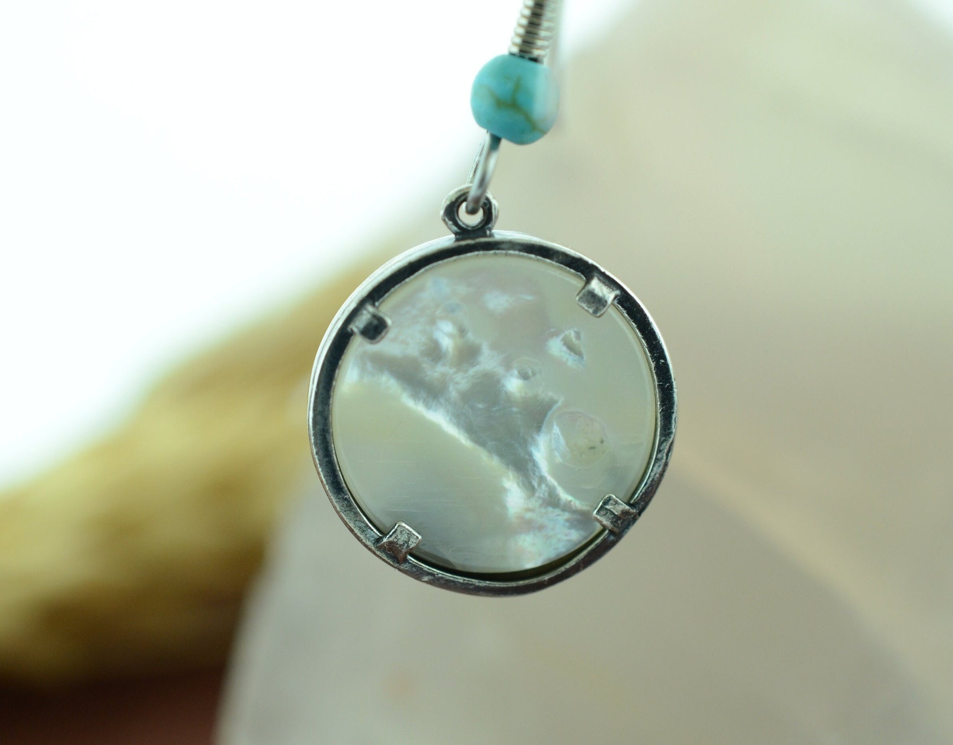 Howling Wolf Earrings in Sterling Silver with Mother of Pearl Moon – Lakota Legacy Line