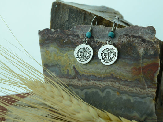 Impression Buffalo Earrings in Sterling Silver – Lakota Legacy Line
