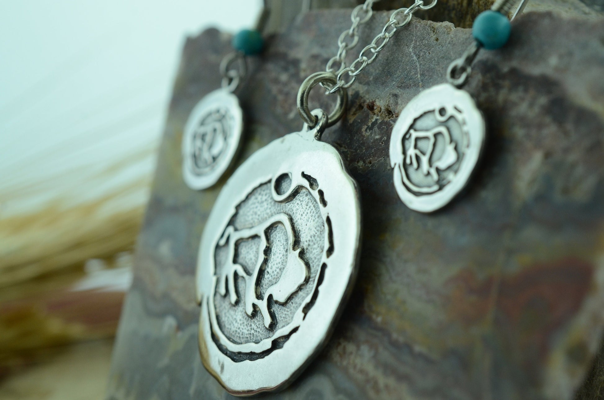 Impression Buffalo Medallion and Earrings Set in Sterling Silver – Lakota Legacy Line