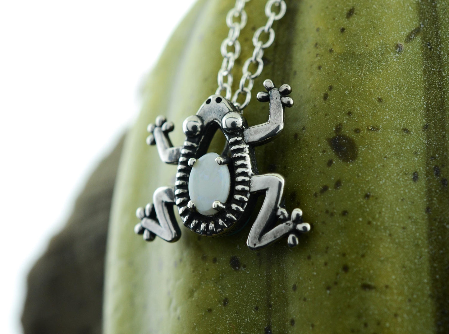 Oval Frog Pendant with Opal in Sterling Silver – Lakota Legacy Line