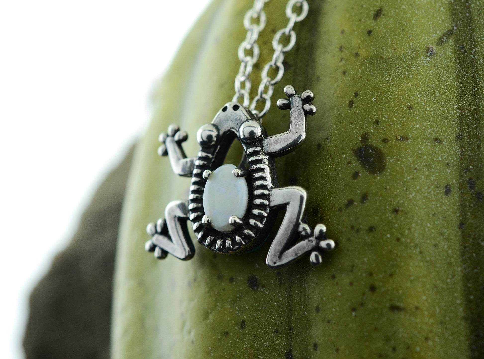 Oval Frog Pendant with Opal in Sterling Silver – Lakota Legacy Line