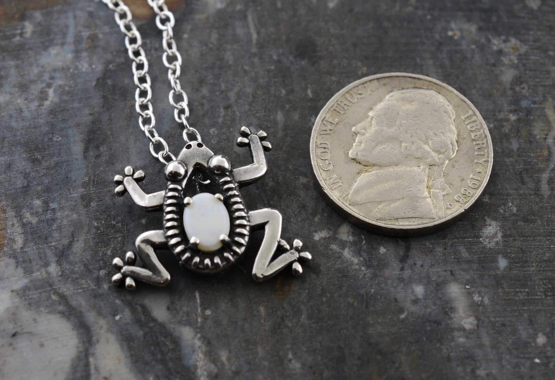 Oval Frog Pendant with Opal in Sterling Silver – Lakota Legacy Line
