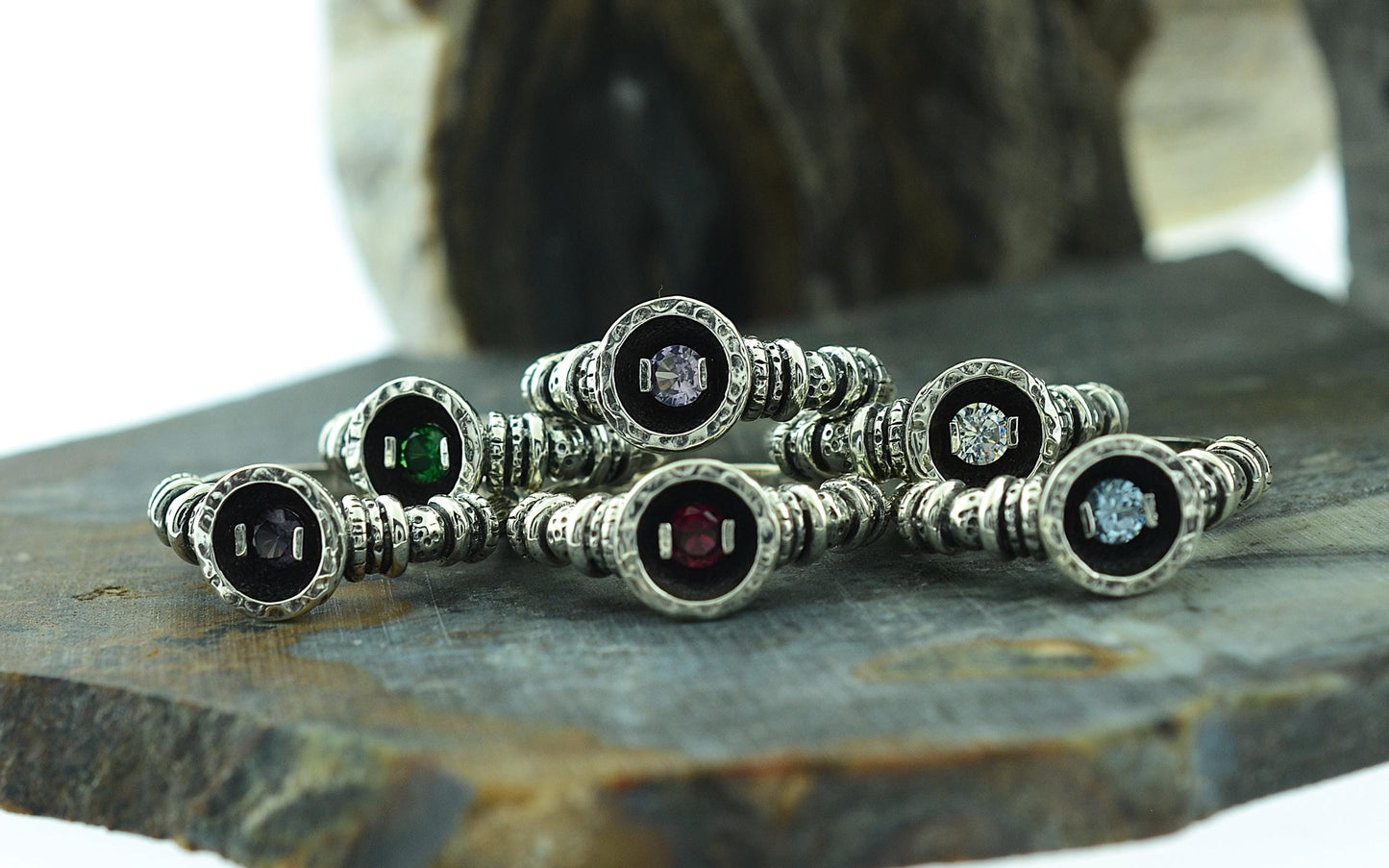 January to June Birthstone Rings in Sterling Silver