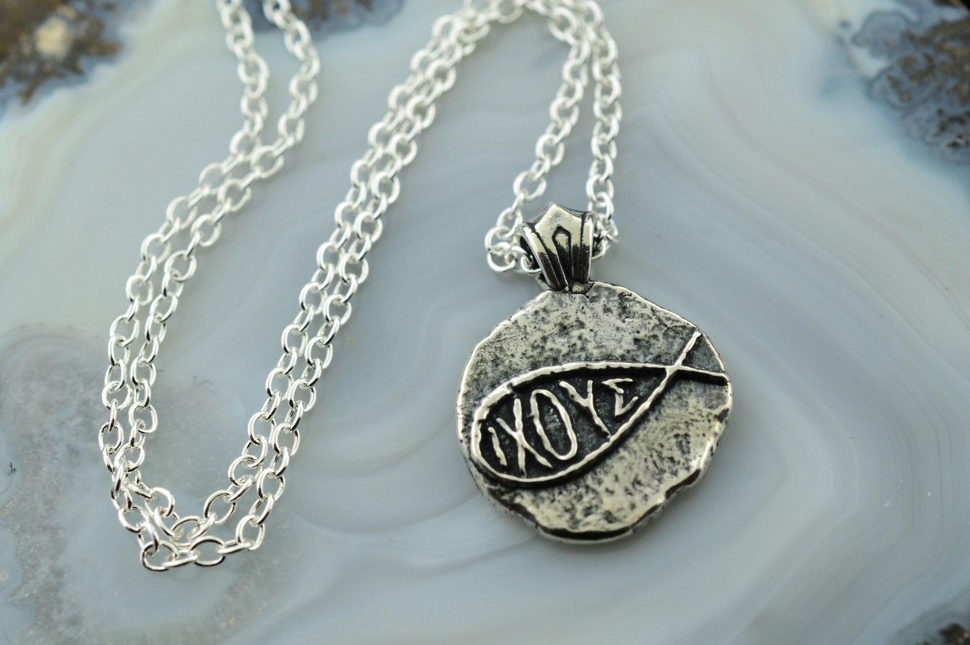 IXOYE Ichthys Sterling Silver Pendant or Keychain – Ancient Faith Collection