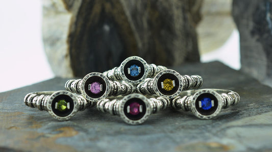 July to December Birthstone Ring in Sterling Silver
