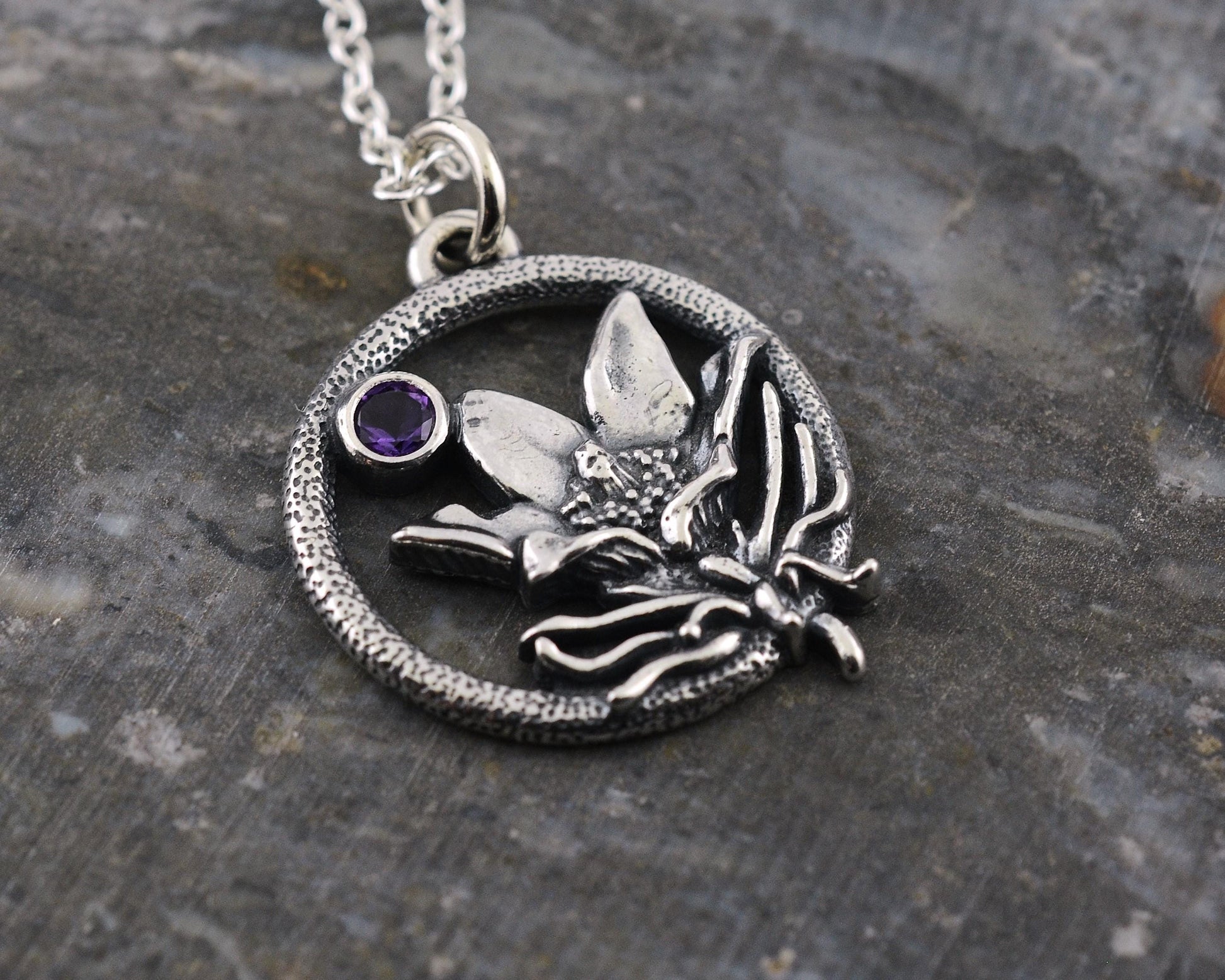Pasque Flower Necklace in Sterling Silver with Genuine Amethyst – The Nature Line
