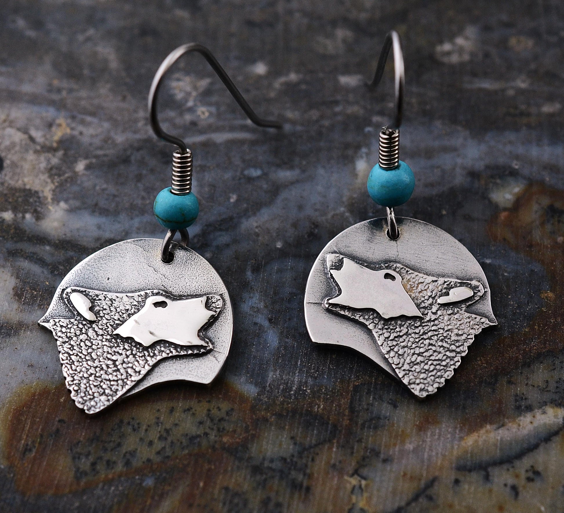 Wolf Half Moon Earrings in Sterling Silver – Lakota Legacy Line