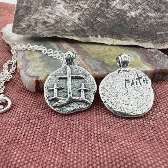 Calvary 3 Crosses Sterling Silver Pendant or Keychain – Ancient Faith Collection