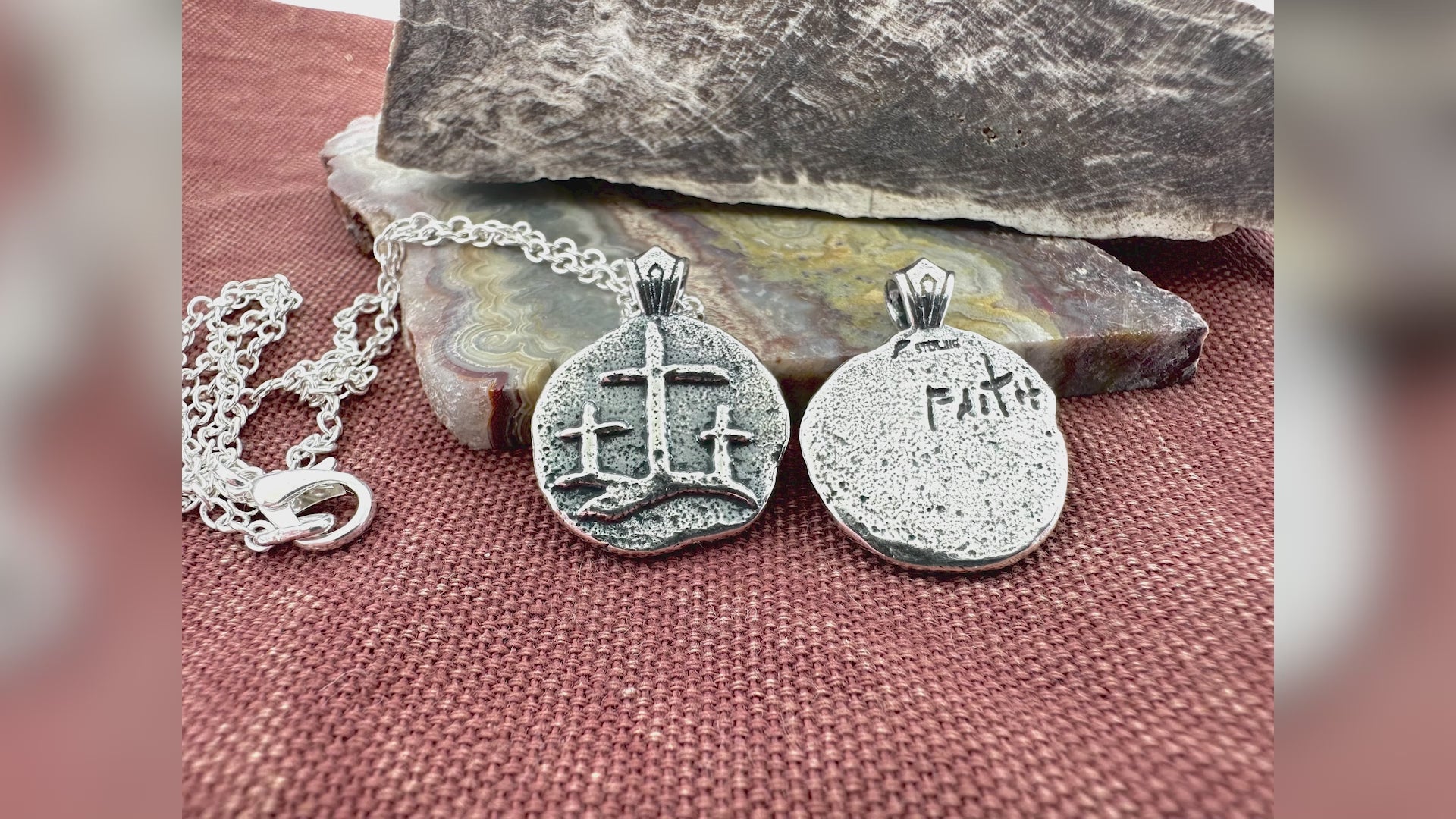 Calvary 3 Crosses Sterling Silver Pendant or Keychain – Ancient Faith Collection